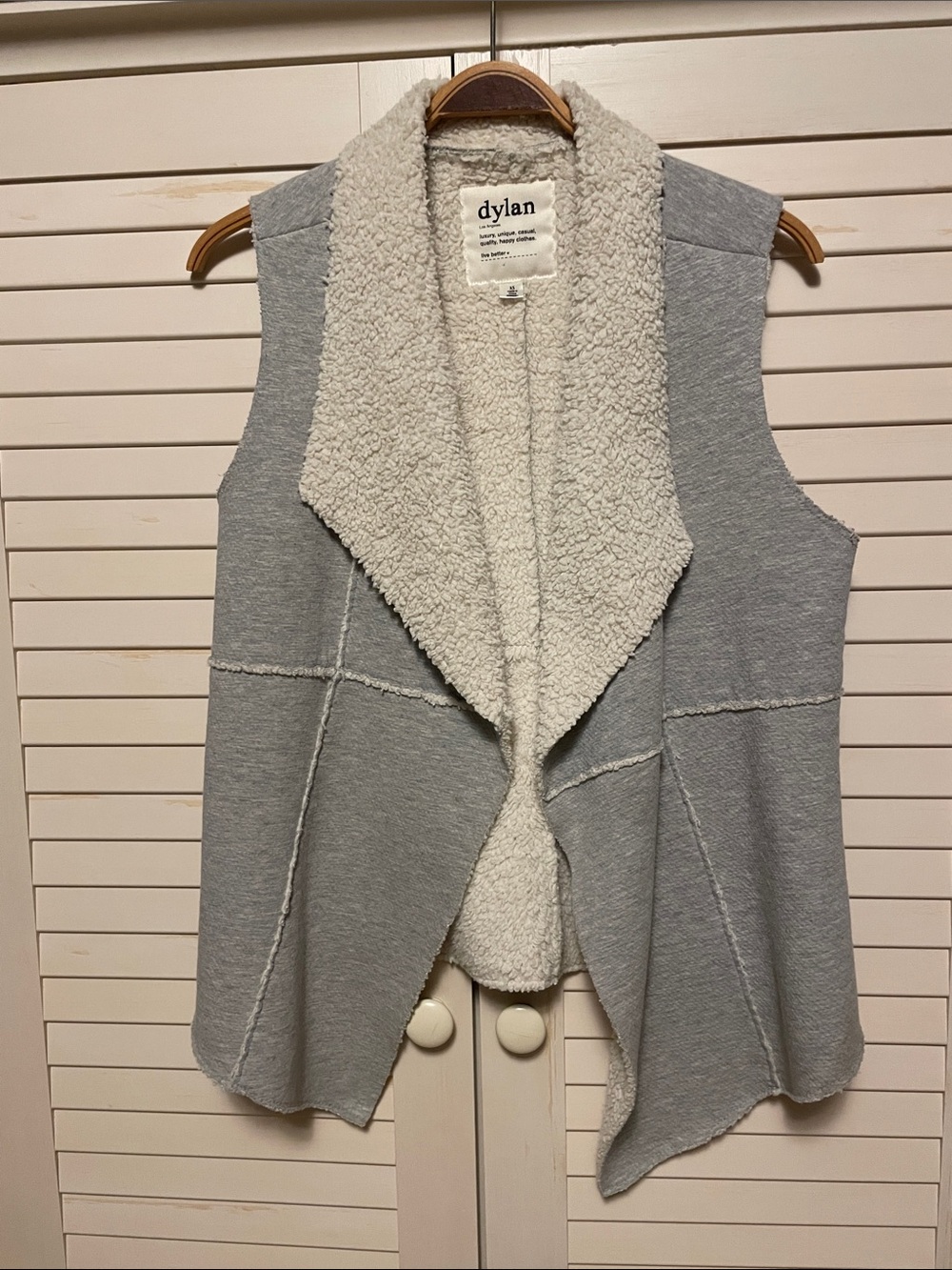 dylan Gray Exterior with Cream Sherpa-Lined Open Vest